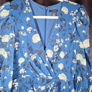 Blue Floral Wrap Dress